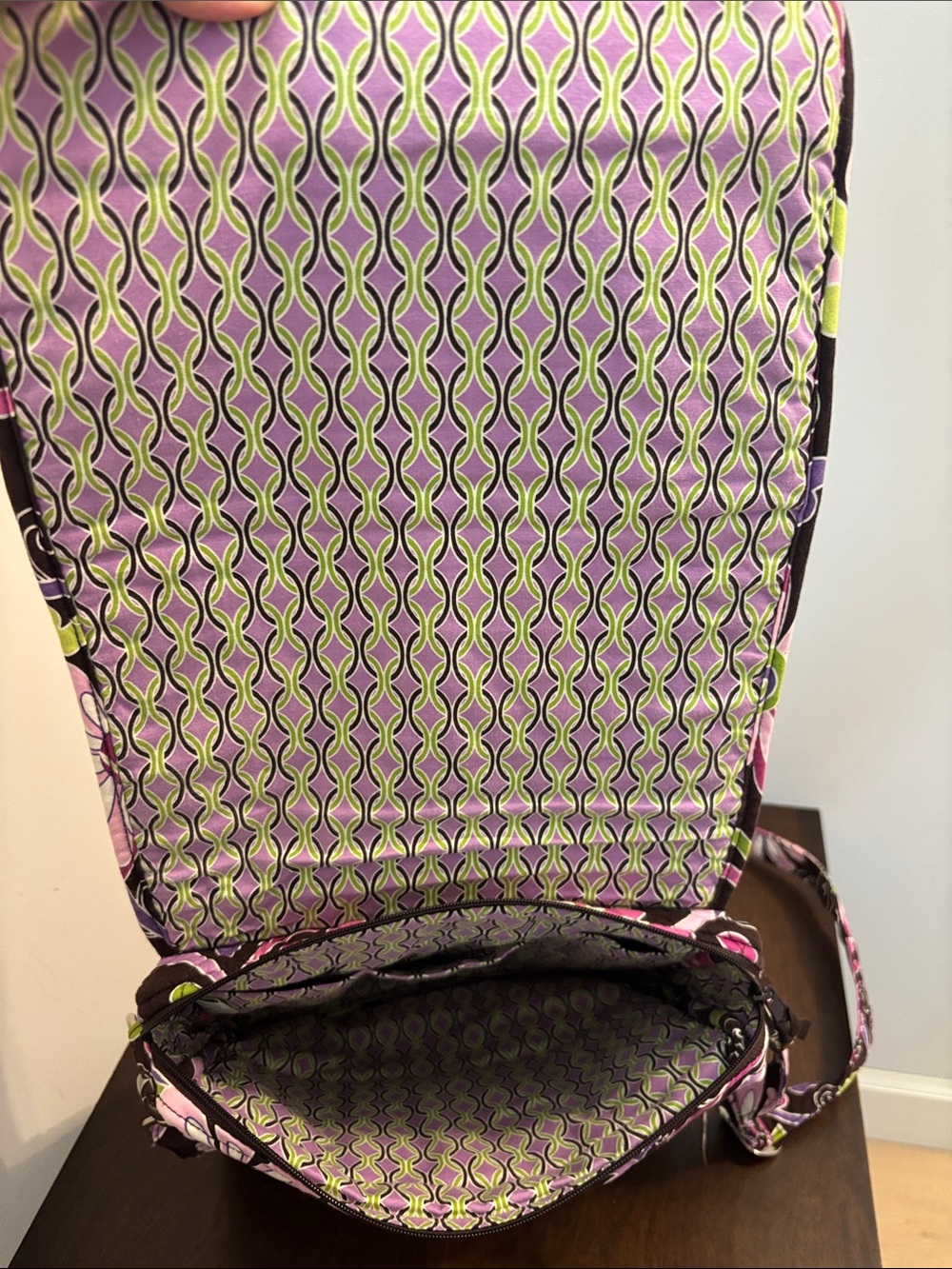 Vera Bradley Quilted Crossbody/mailbag in purple punch print - Picture 4 of 10